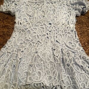 Samelia Baby Blue Crochet
Embroidery Ruffle Skater Dress
